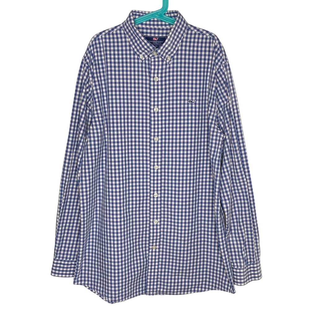 Vineyard Vines Boys Islet Gingham Whale Shirt